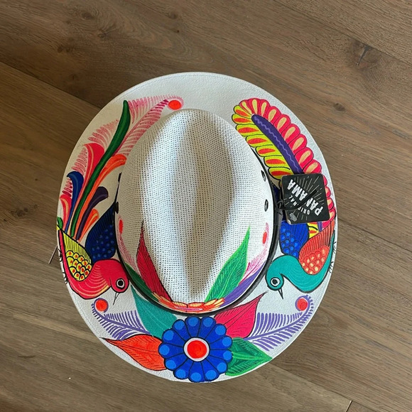 Artisanal Mexican Sombreros Hand Painted Fedora Floral Sombrero Panama Bohemian - Picture 2 of 9